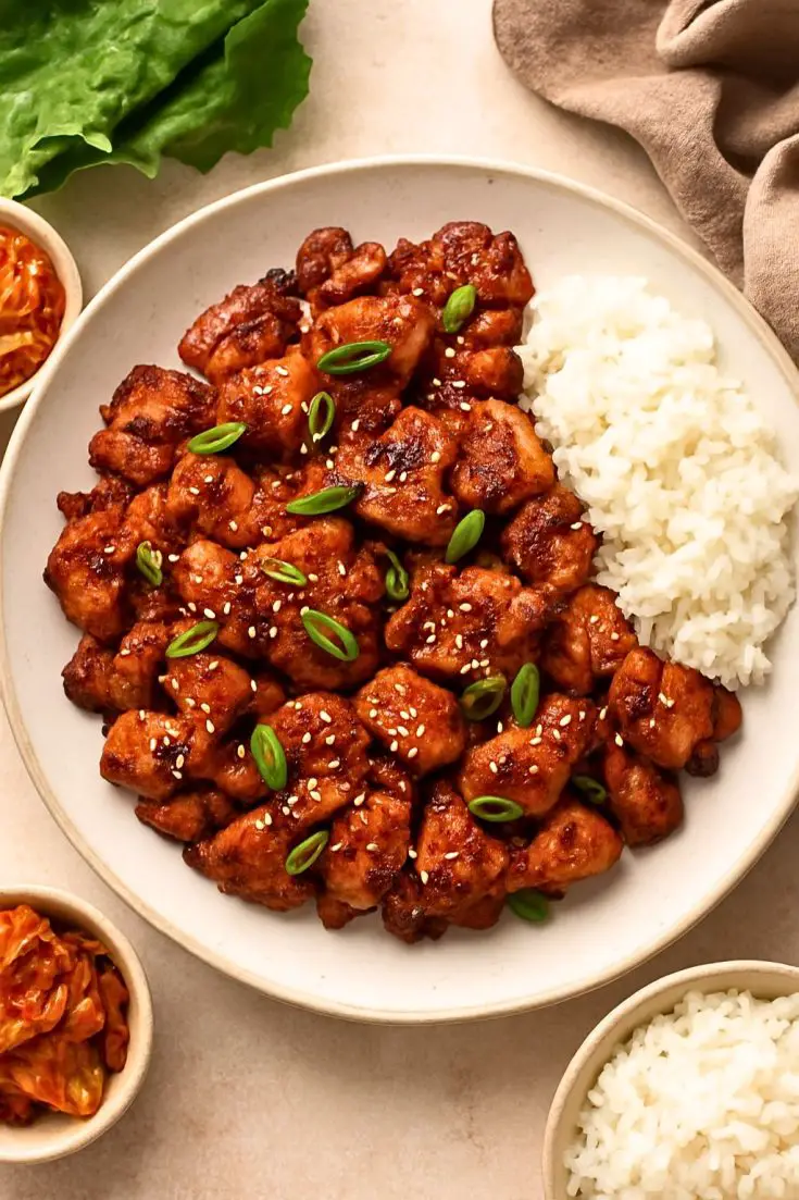 Easy & Authentic Dak Bulgogi (Korean BBQ Chicken) Recipe 4 Dak Bulgogi with Rice and Kimchi