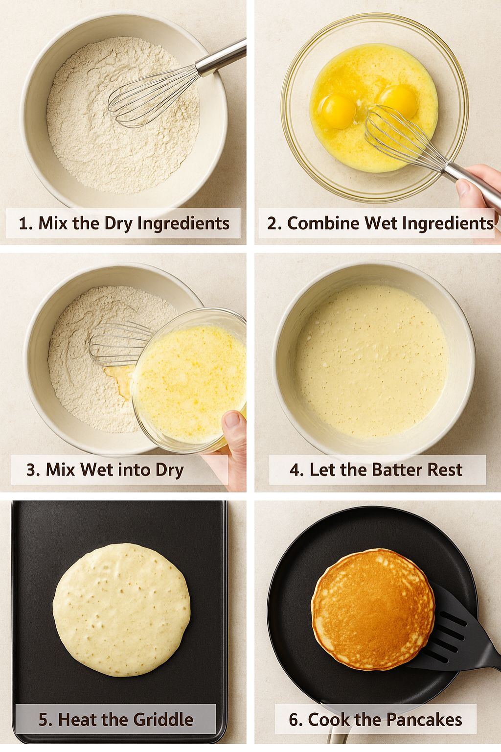Fluffy Buttermilk Pancakes – The Best Homemade Breakfast You'll Ever Make 5 Step-by-step process of making buttermilk pancakes