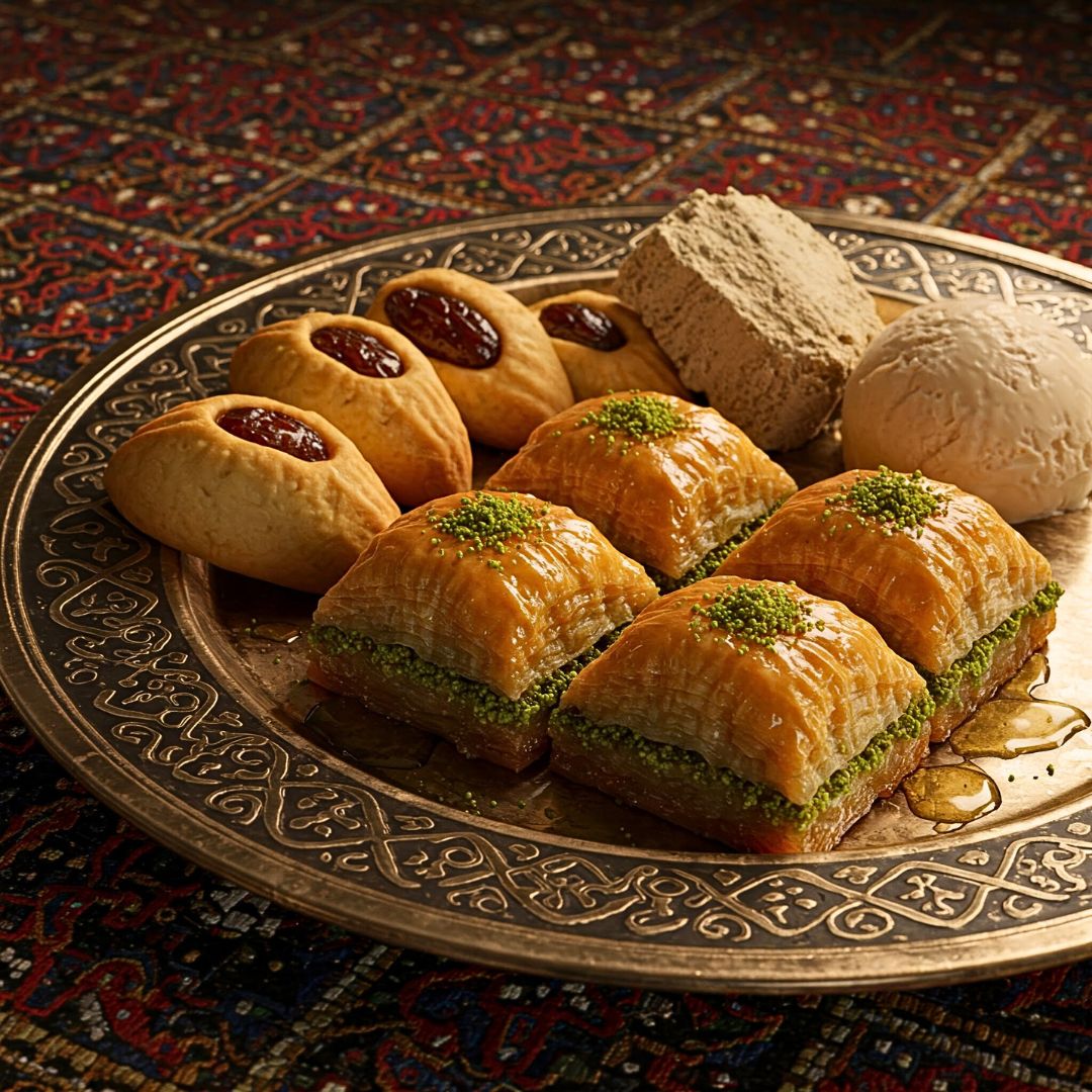 Best Baklava Recipe | Easy Homemade Traditional Baklava with Honey Syrup 17 Baklava served as part of a Middle Eastern dessert platter