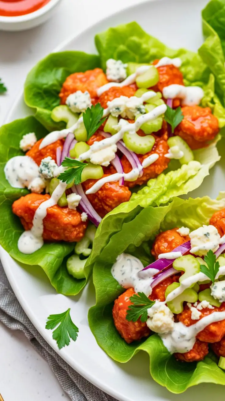 Low Carb Buffalo Chicken Lettuce Wraps (Keto + High Protein Recipe) 6 Low Carb Buffalo Chicken Lettuce Wraps