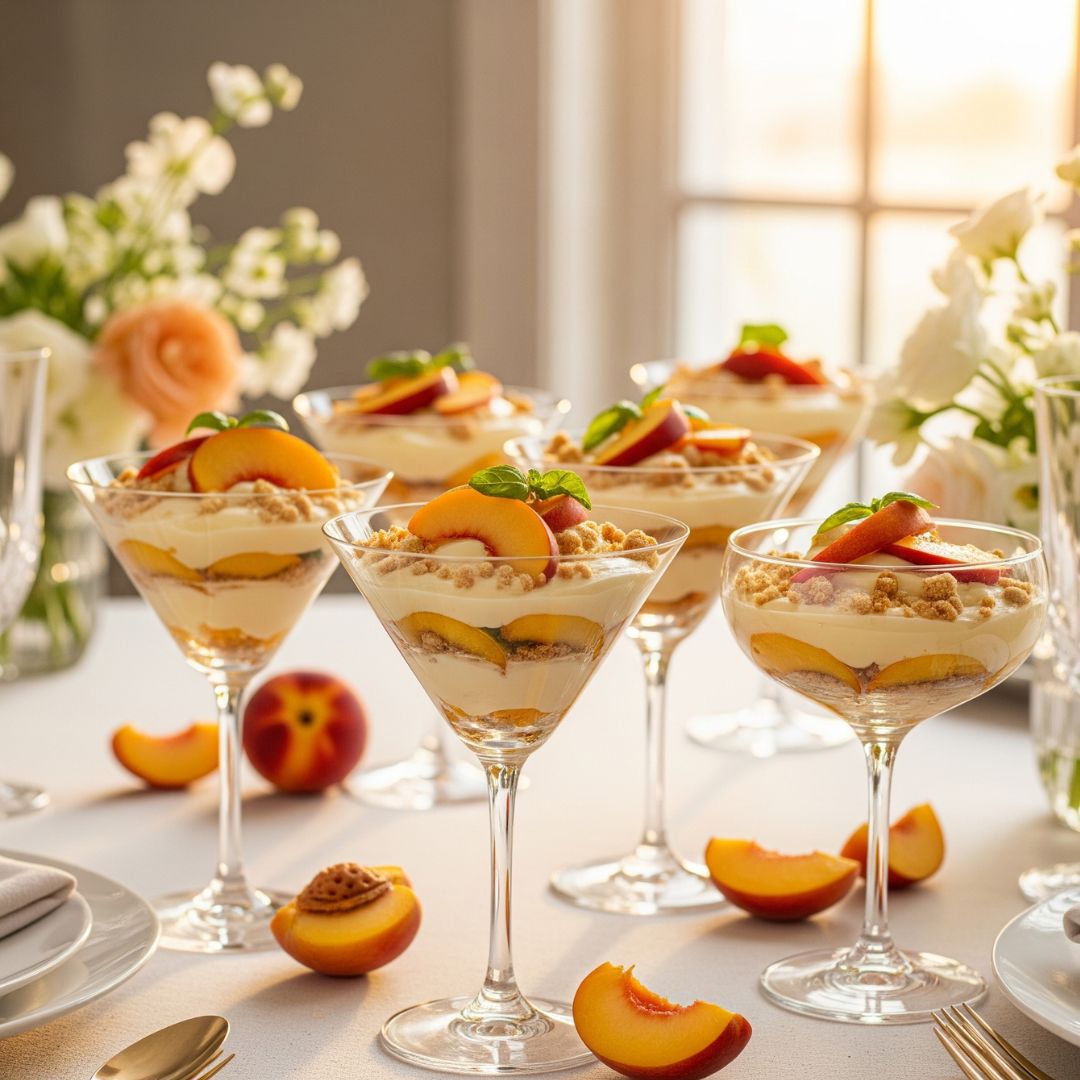 21 Delicious Peach Recipes You’ll Want to Make All Summer Long | Amazing Peaches 52 peach dessert in cocktail glass