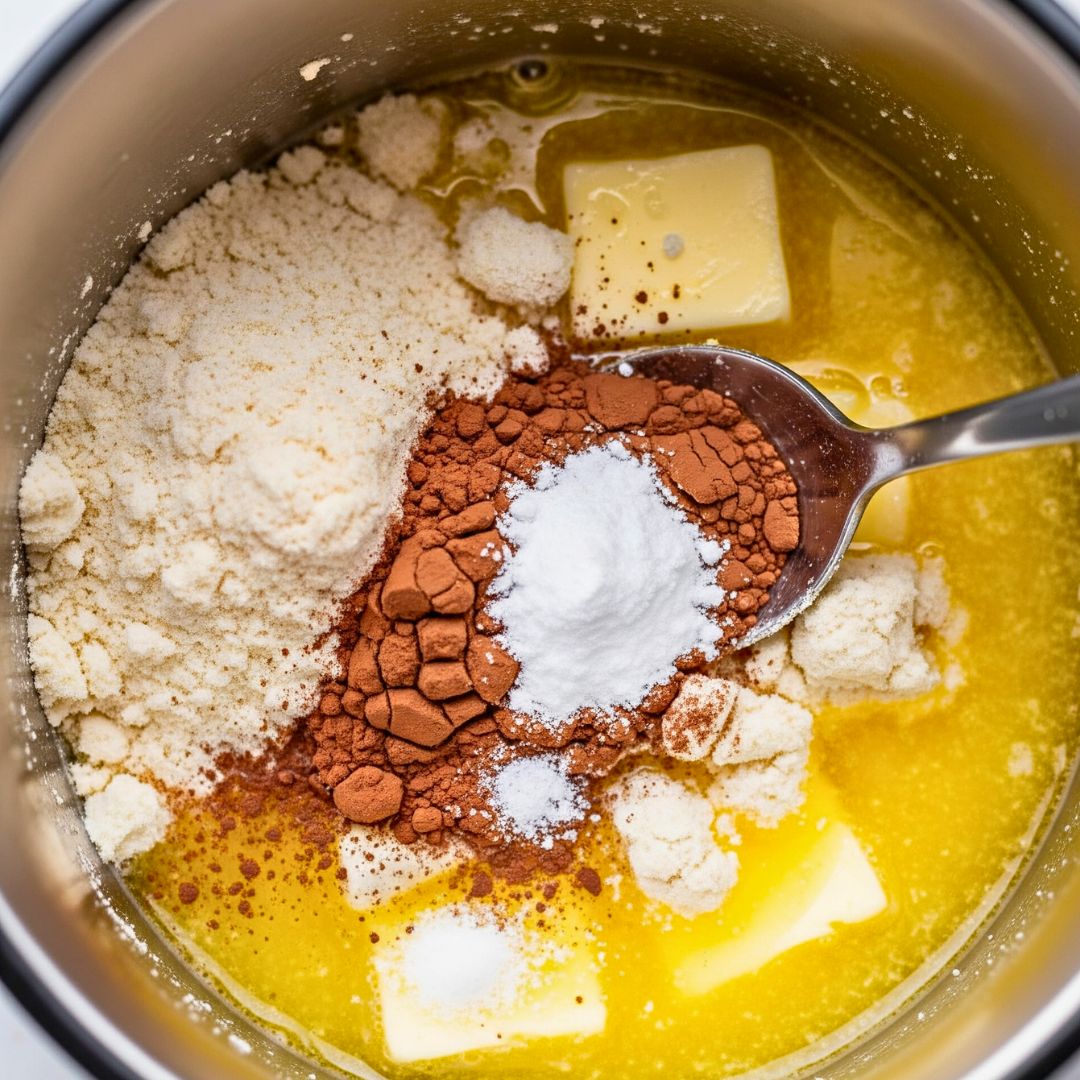 Best Keto Mug Cake Recipe in 90 Seconds | Low Carb & Sugar-Free Dessert 11 Mixing almond flour, cocoa, sweetener, and baking powder for keto mug cake