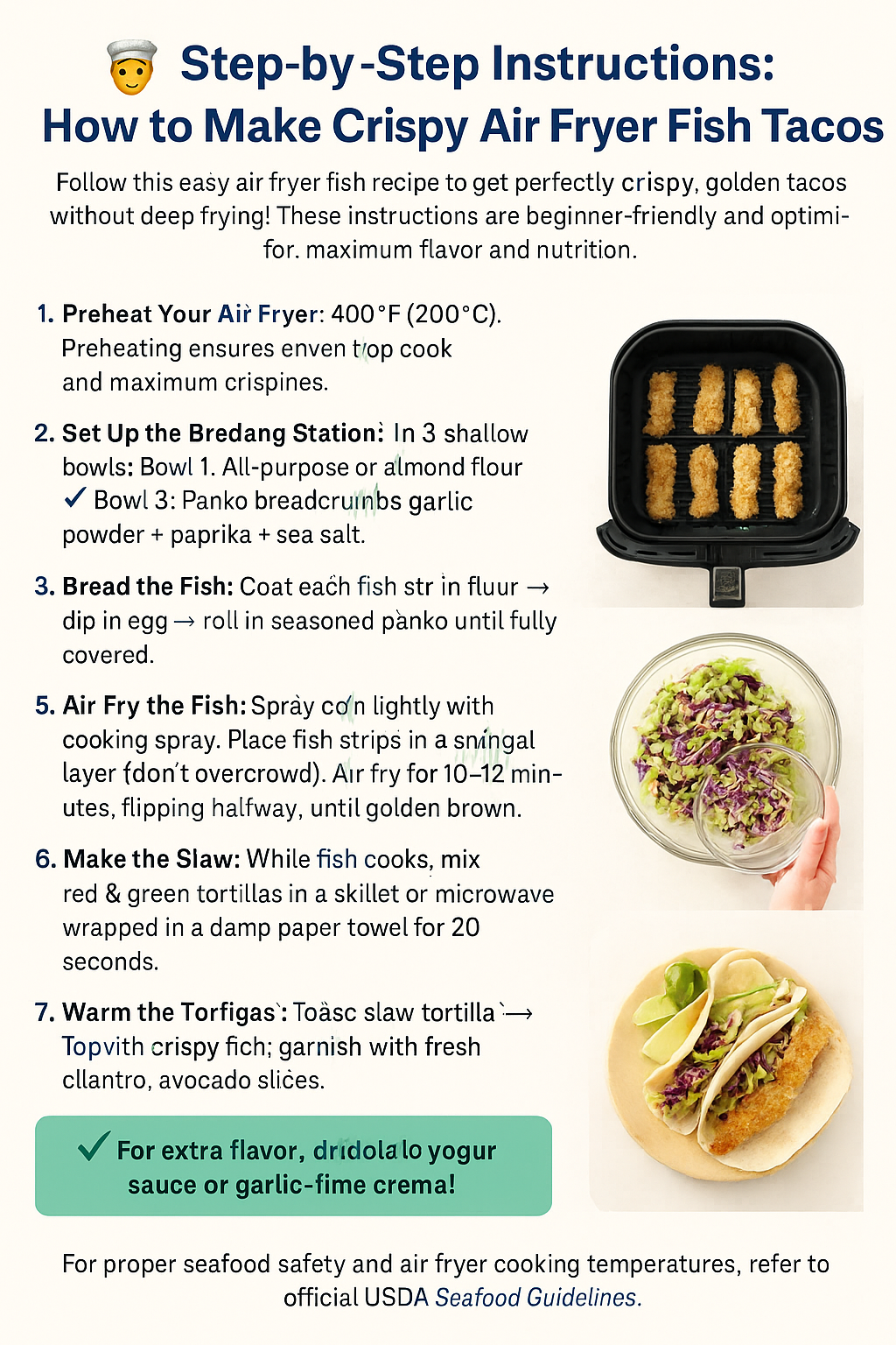 Crispy & Healthy Air Fryer Fish Tacos Recipe | Easy Weeknight Dinner in 20 Minutes 9 Air Fryer Fish Taco Cooking Steps