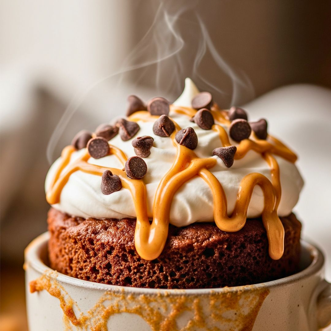 Best Keto Mug Cake Recipe in 90 Seconds | Low Carb & Sugar-Free Dessert 14 Finished keto chocolate mug cake with toppings