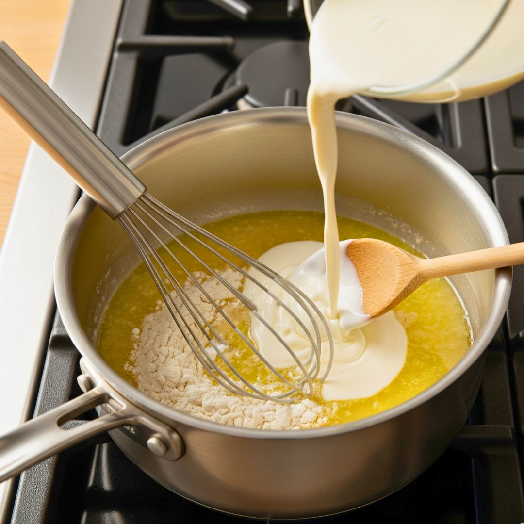 Easy & Comforting Slow Cooker Creamy Chicken and Rice Soup Recipe 15 Making roux with cream and butter