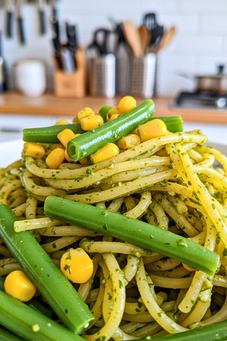 Pesto Pasta With Corn and Green Beans (Easy & Healthy 25-Minute Recipe) 9 Pesto Pasta With Corn and Green Beans