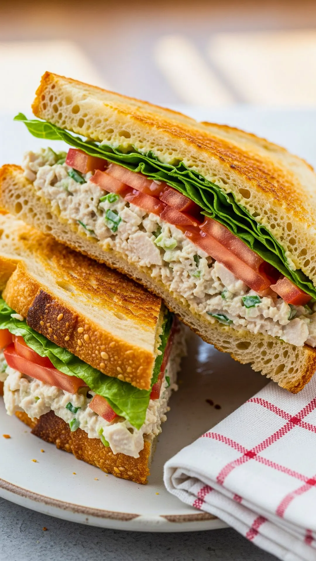 21 Simple Chicken Salad Recipes You’ll Want to Make Again & Again! 56 Chicken salad sandwich on toasted sourdough with lettuce and tomatoes