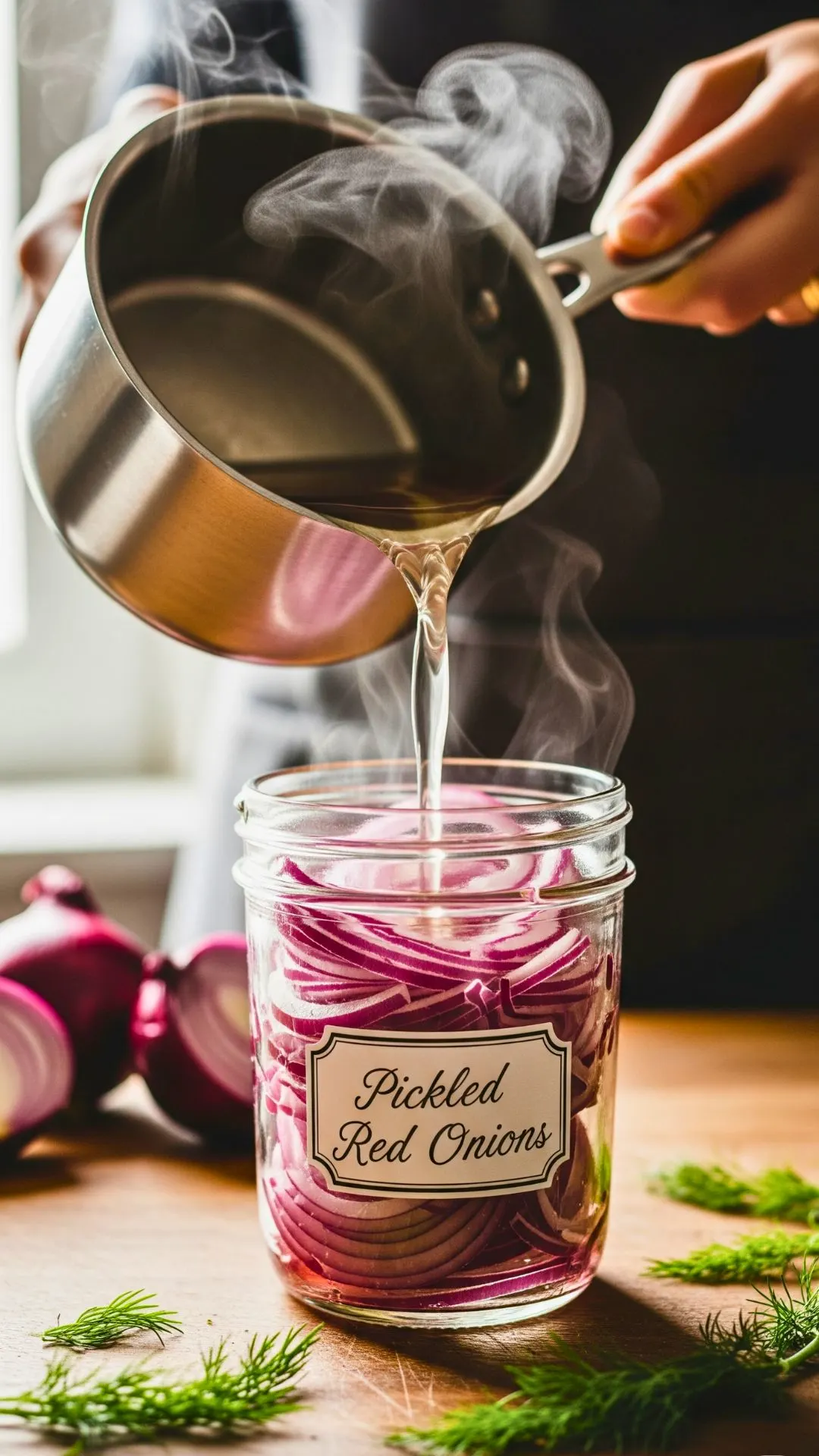 Quick Pickled Red Onion Recipe | 10-Minute Healthy Meal Prep Condiment 20 Pour hot brine over red onions to make quick pickled red onions