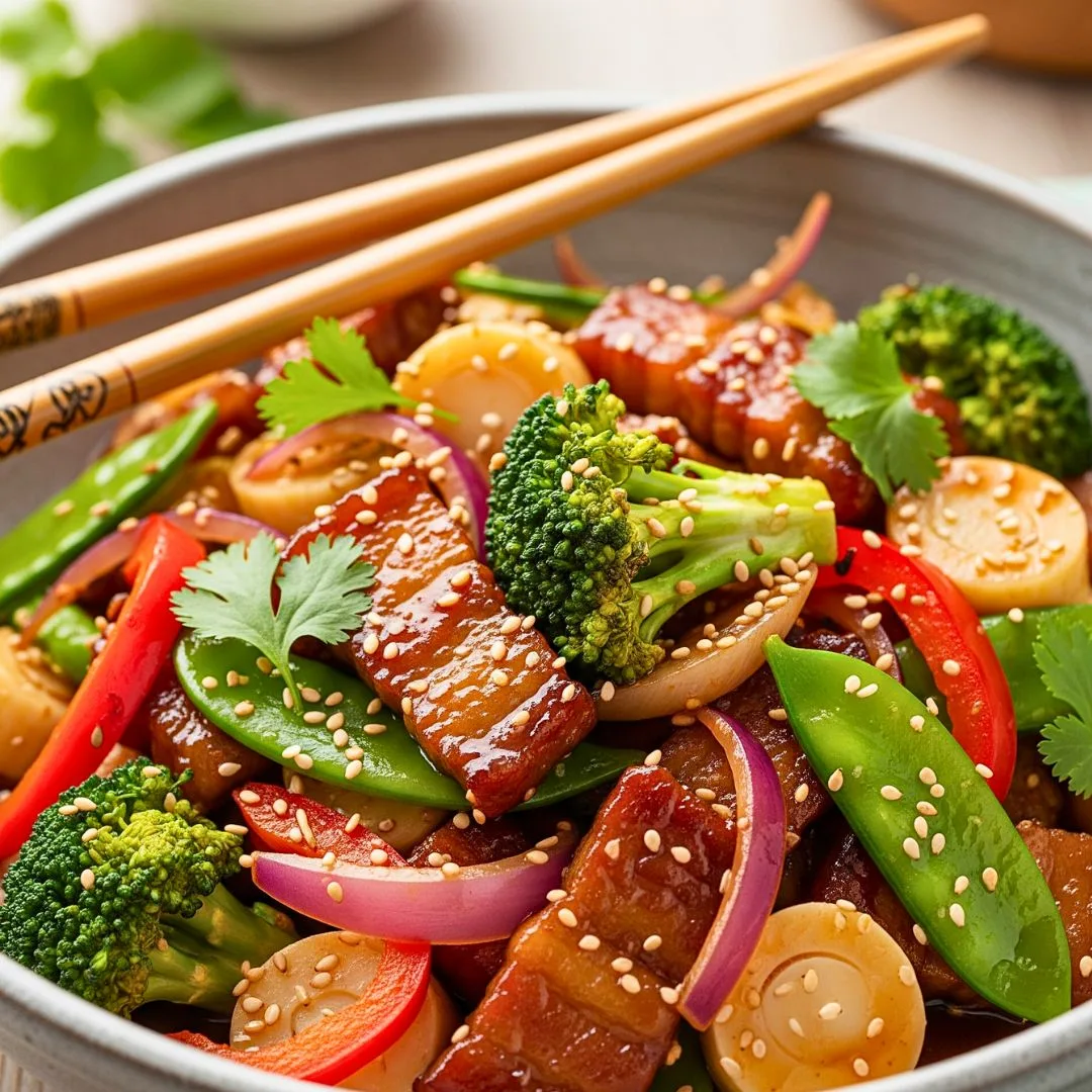 Stir-Fried Pork and Plums With Fresh Herbs (25 Min High Protein Meal) 34 Sweet and savory stir fry balance