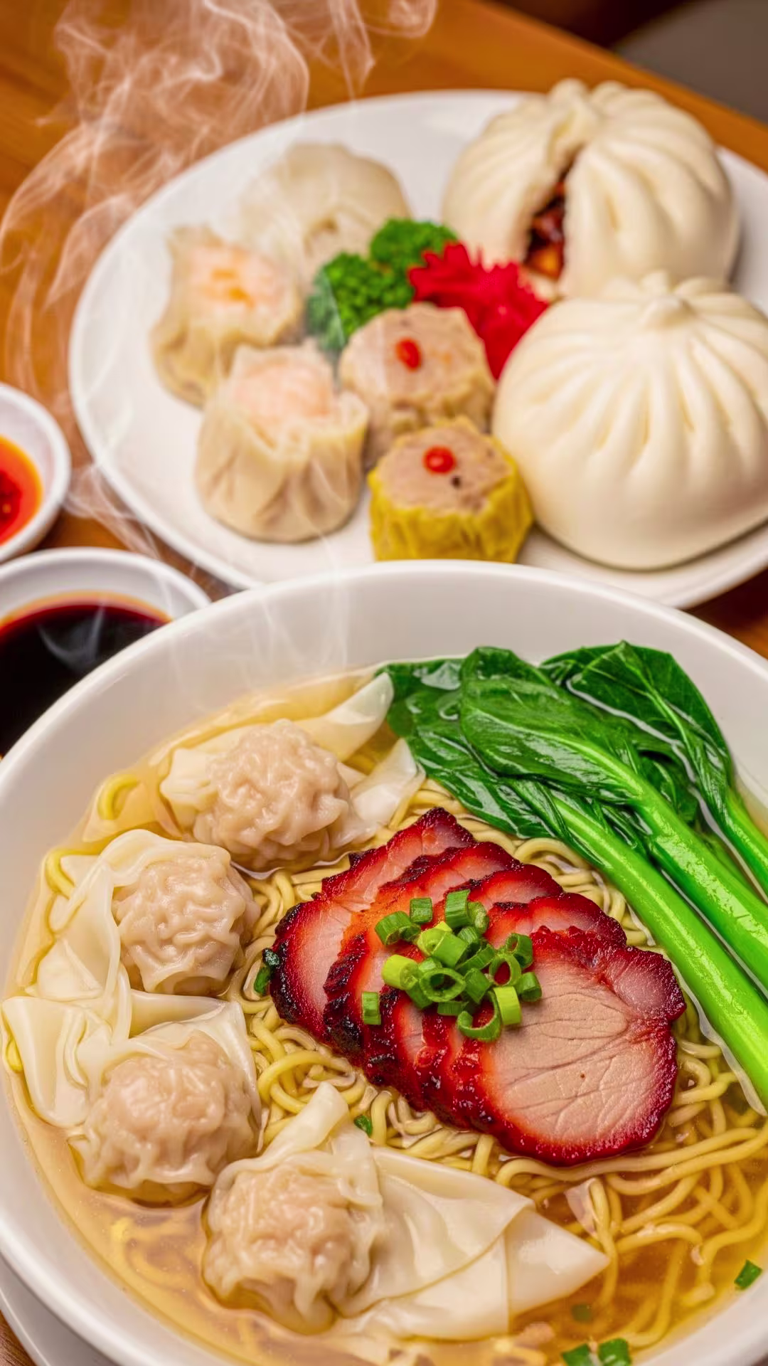 Authentic Cantonese Noodle Soup Recipe | Easy & Healthy Chinese Soup Bowl 24 Assorted dim sum platter — perfect with Cantonese noodle soup