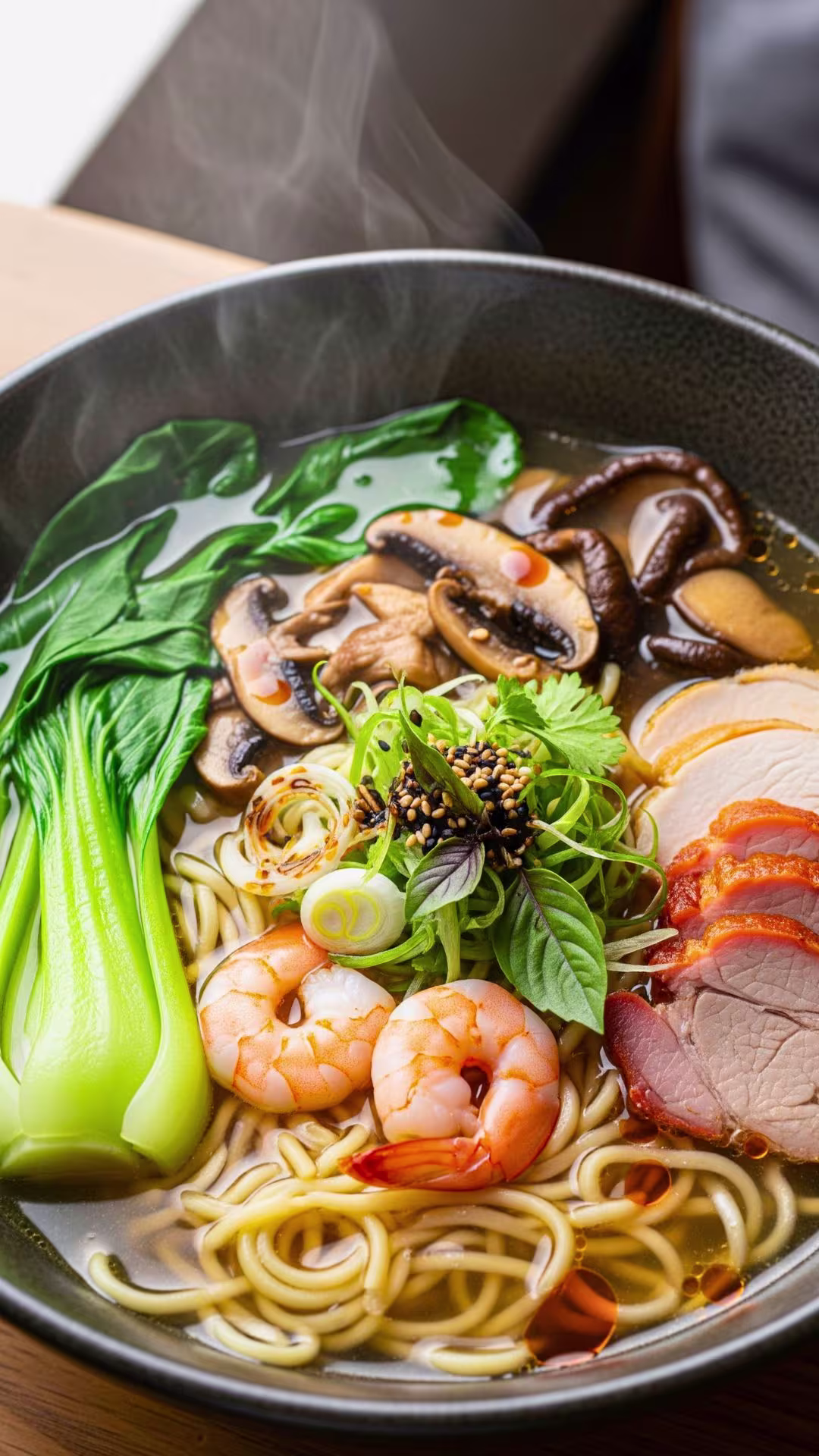 Authentic Cantonese Noodle Soup Recipe | Easy & Healthy Chinese Soup Bowl 23 Assembling Cantonese noodle soup bowl