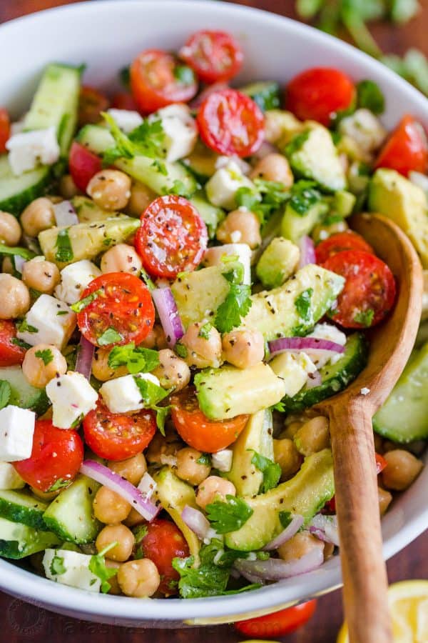 Chickpea Salad With Cucumber and Tomatoes