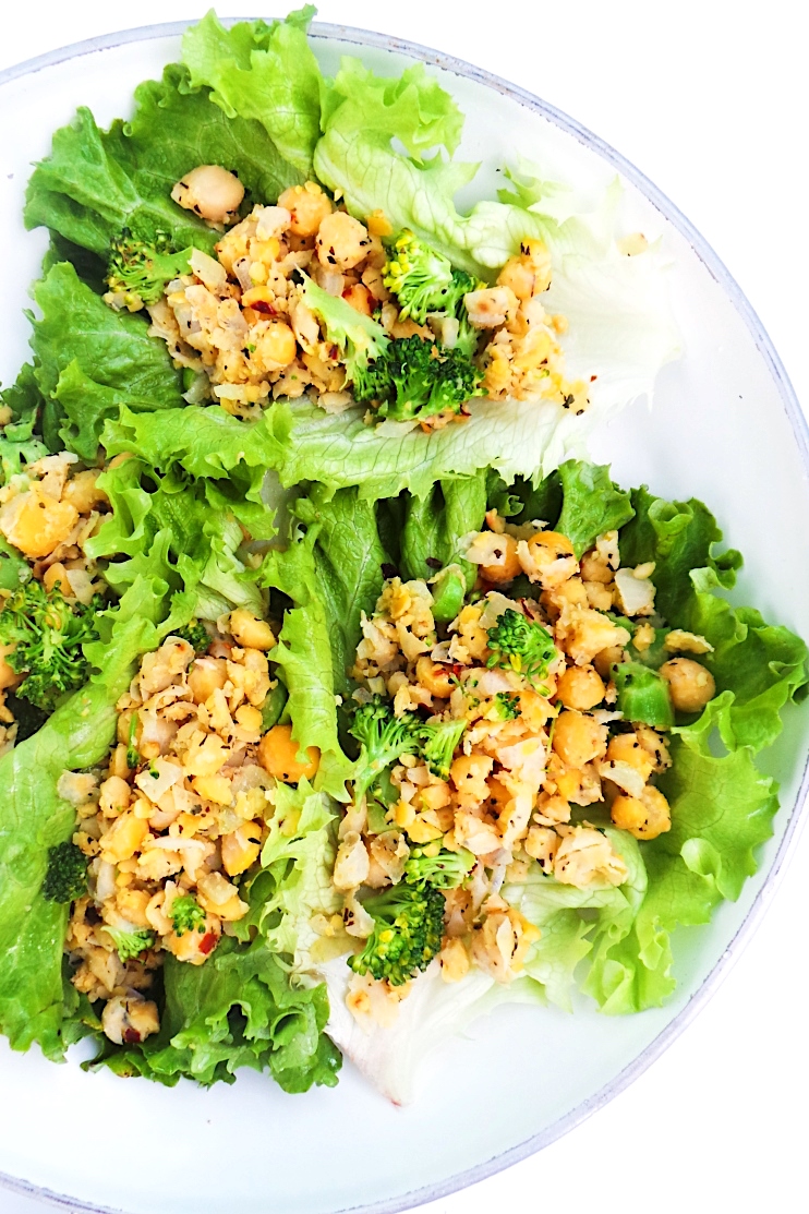 Chickpea Scramble Lettuce Wraps