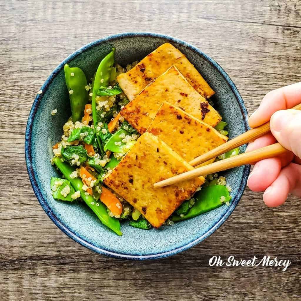 Garlic, Ginger Lime Marinated Tofu and Quinoa