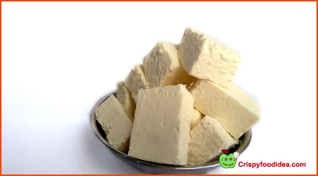 At first purchase, 250 grams fresh cottage cheese from the market, then cut into cube shape