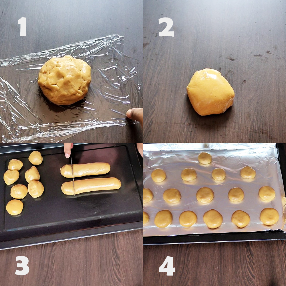 Arrange the cookies on the baking tray