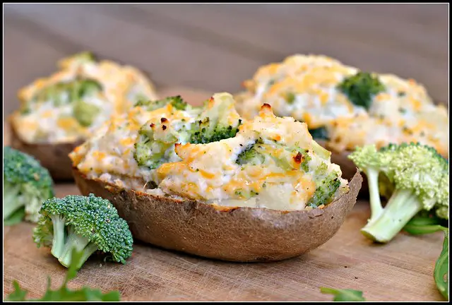 Broccoli and Cheddar Stuffed Potatoes