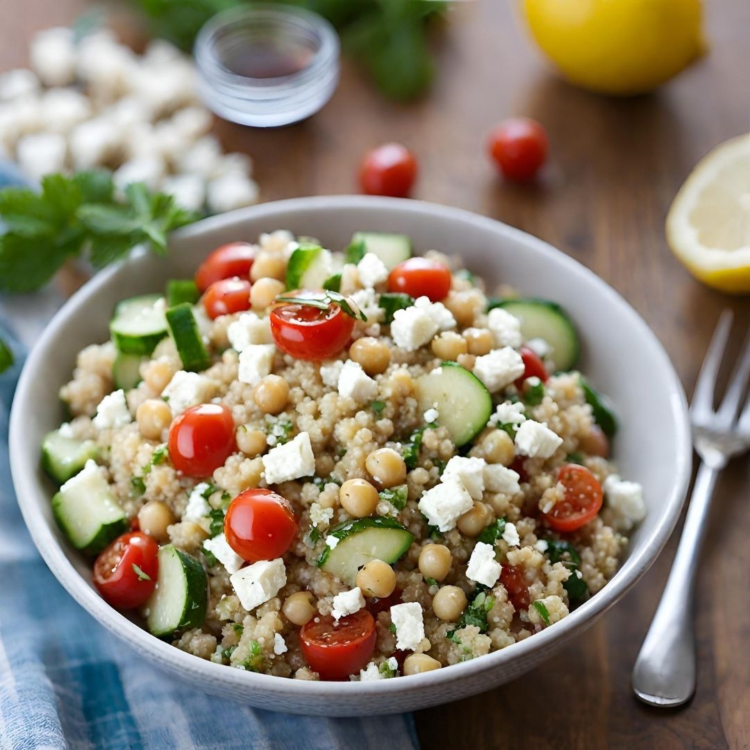 Quick and Easy Quinoa Salad with Chickpeas and Feta