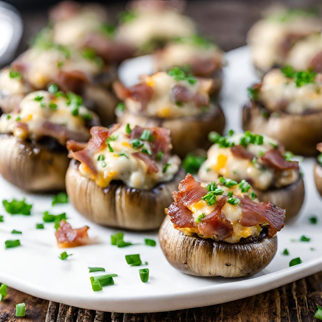 Low Carb Cheese and Bacon Stuffed Mushrooms