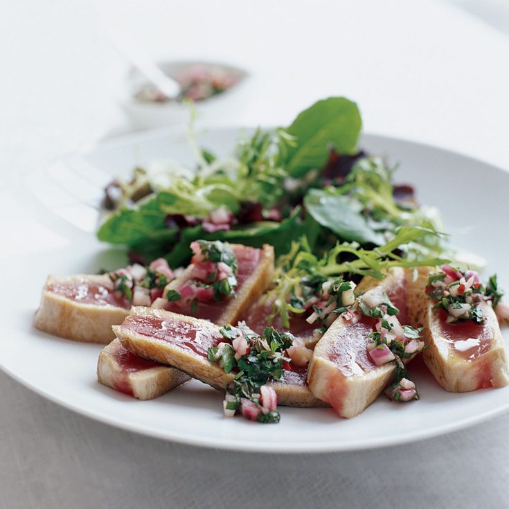 Image for Seared Tuna with Chimichurri Sauce and Greens Recipe