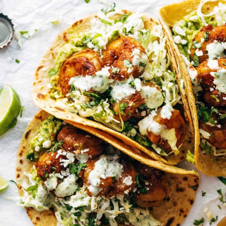 Image for Spicy Shrimp Tacos with Garlic Cilantro Lime Slaw