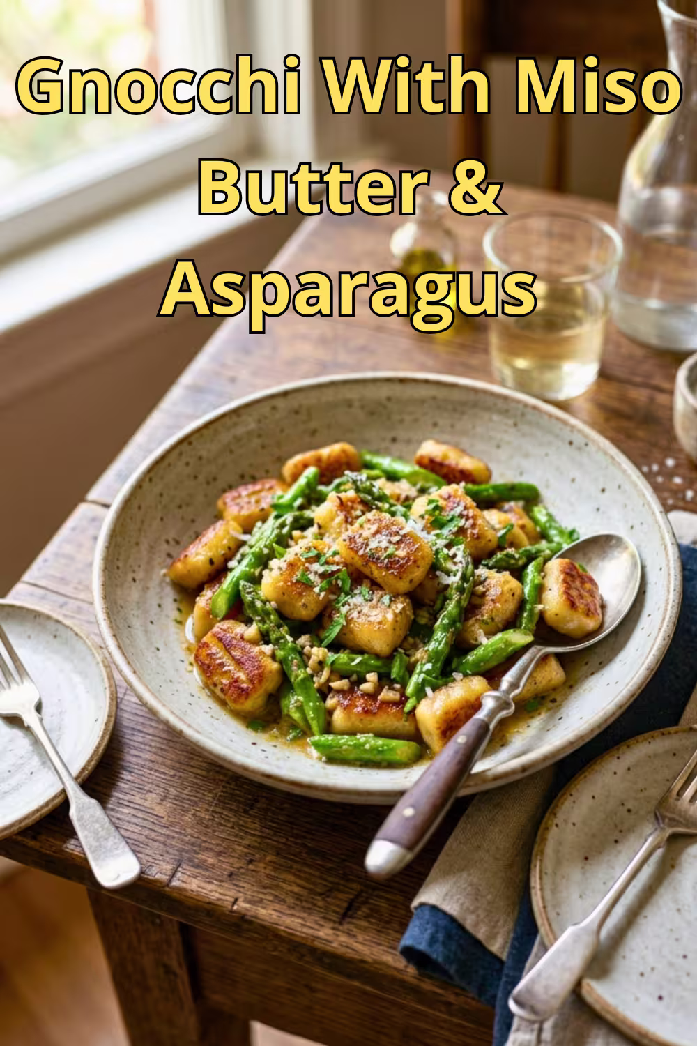 Skillet Gnocchi With Miso Butter and Asparagus