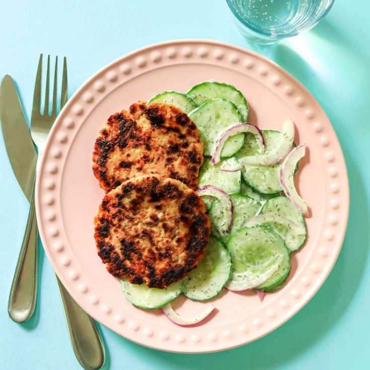 Crispy Salmon Cakes with Creamy Cucumber Salad