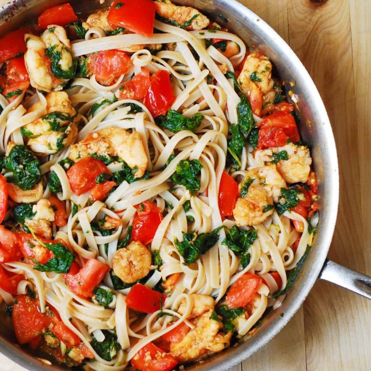 Image for Shrimp Tomato Spinach Pasta in Garlic Butter Sauce