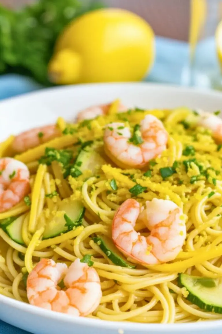 Spaghetti with Prawns, Courgettes & Gremolata