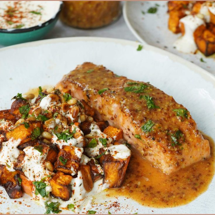 Image for Maple Dijon Salmon & Roasted Sweet Potatoes