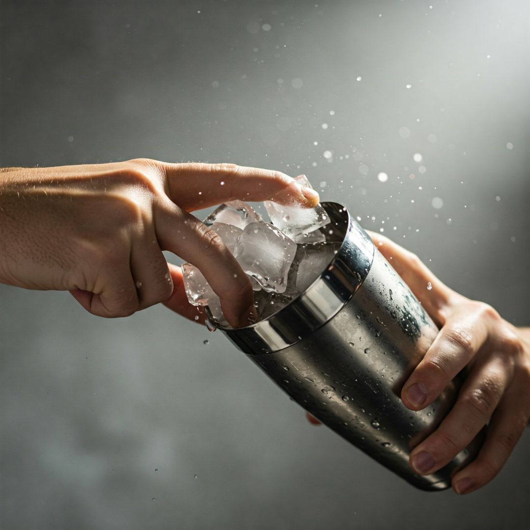 Shaking margarita in a cocktail shaker