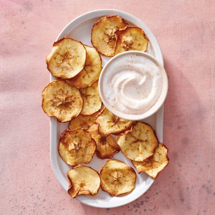 Image for Apple chips with cinnamon yogurt dip