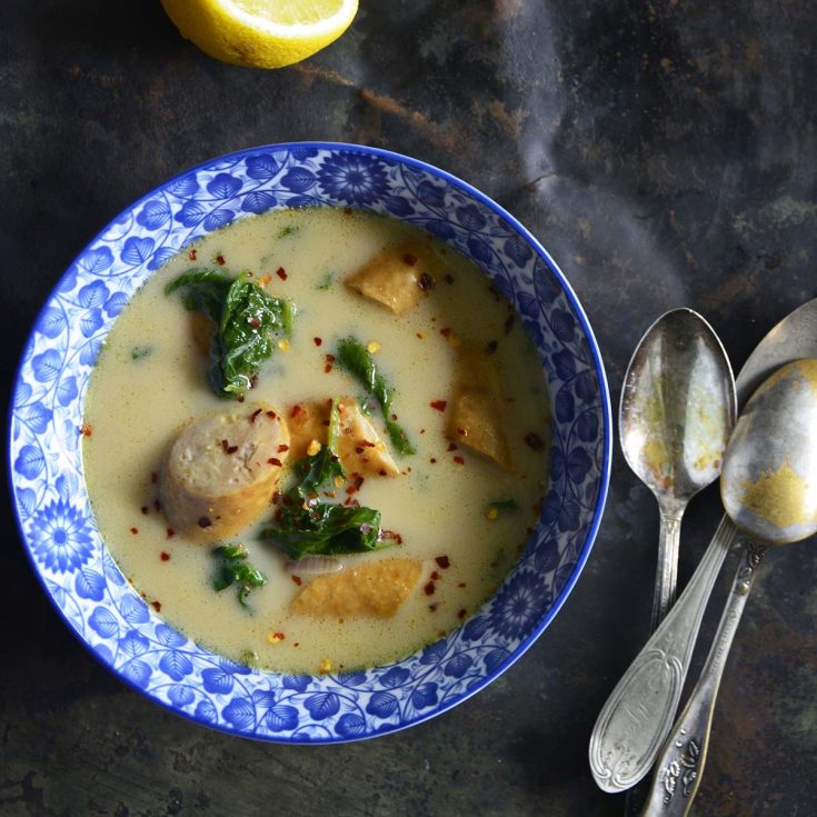 Image for Keto Weeknight Creamy Sausage and Spinach Soup
