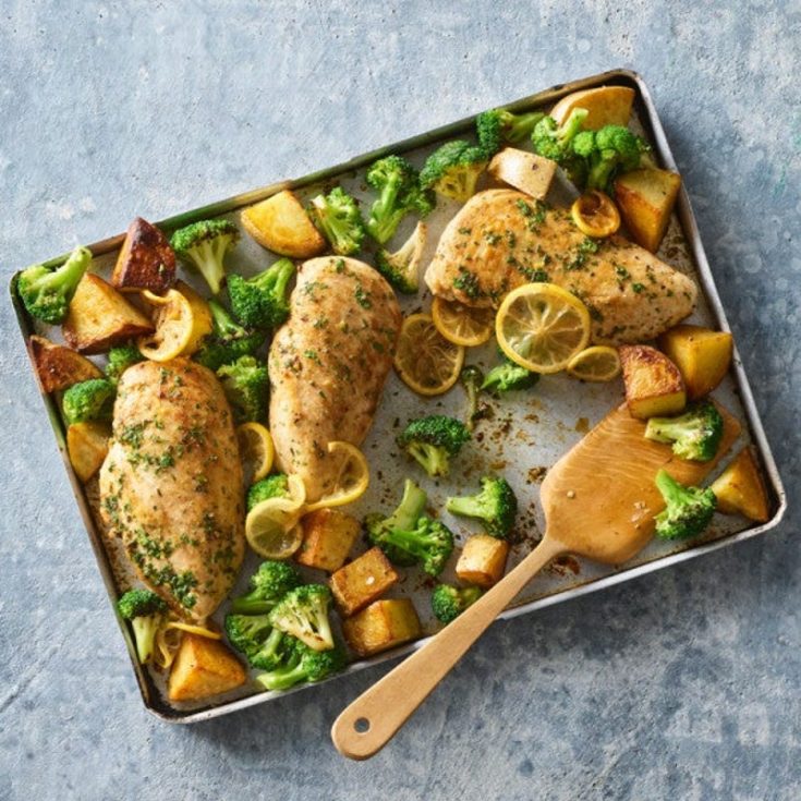 Image for Lemon-herb chicken, broccoli & potato sheet pan dinner 