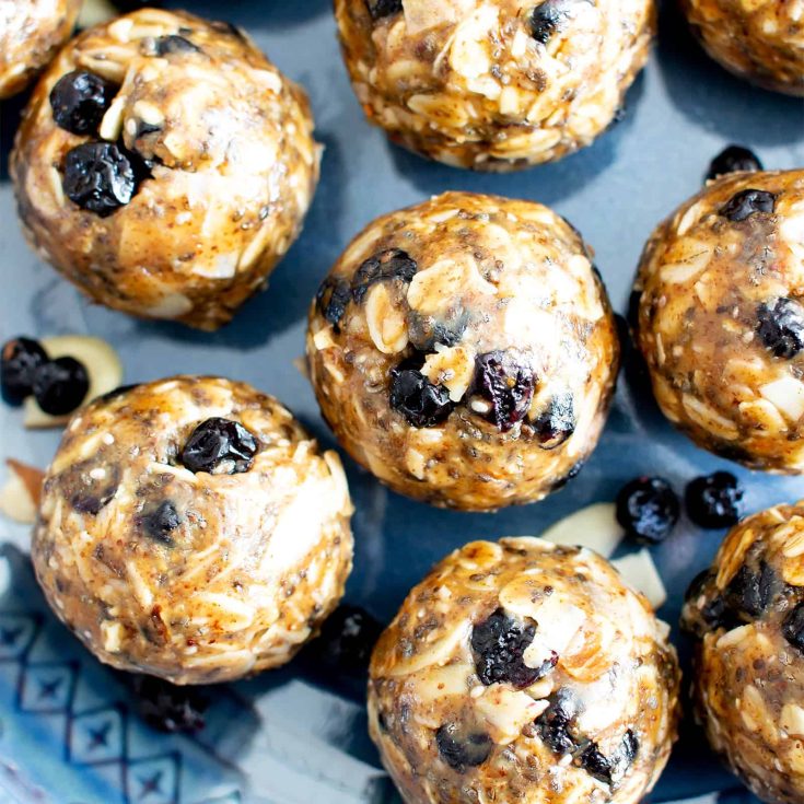 Image for No Bake Blueberry Almond Chia Energy Bites (Vegan, Gluten Free, Dairy-Free, One Bowl)