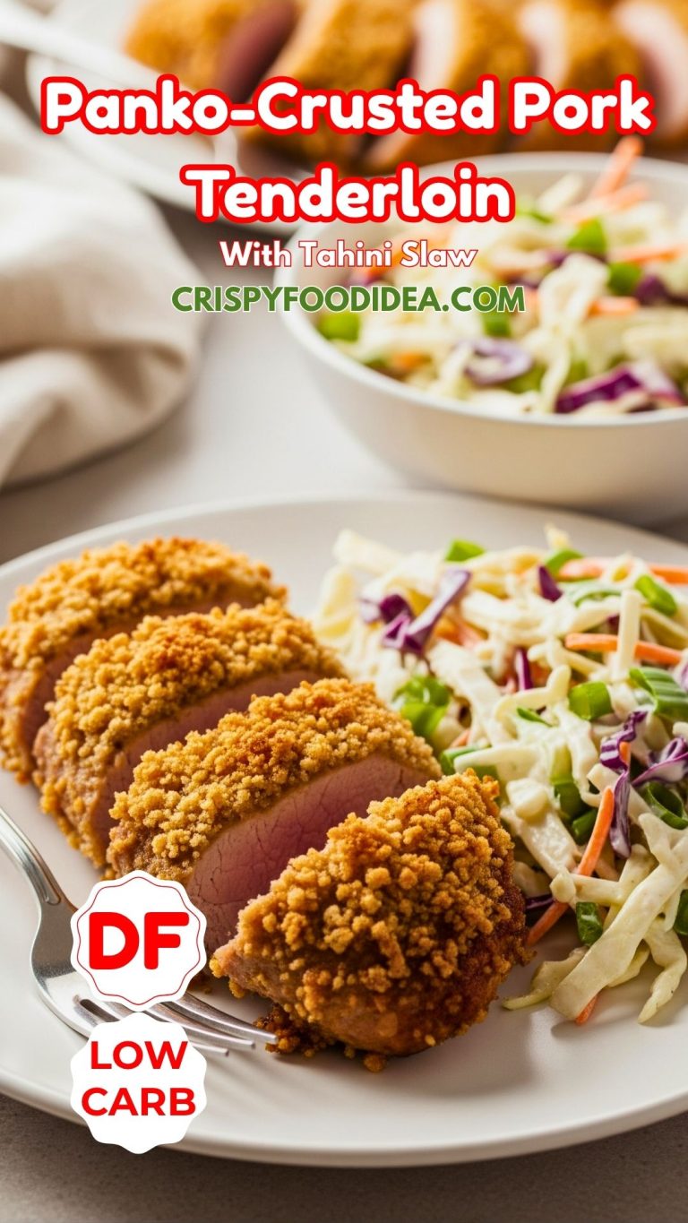 Panko-Crusted Pork Tenderloin With Tahini Slaw Recipe