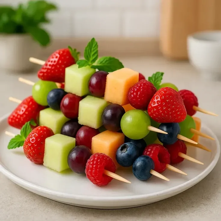 Image for Easy Fruit Kabobs with Melon, Grapes and Berries for Summer Parties