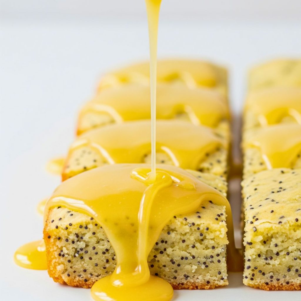 Lemon Poppy Seed Bars Recipe (Easy, Zesty & Irresistible) 19 Drizzling lemon glaze