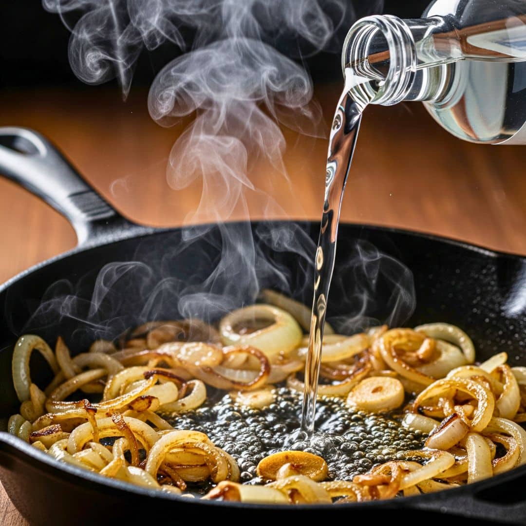 Step 2: Deglaze pan with vodka