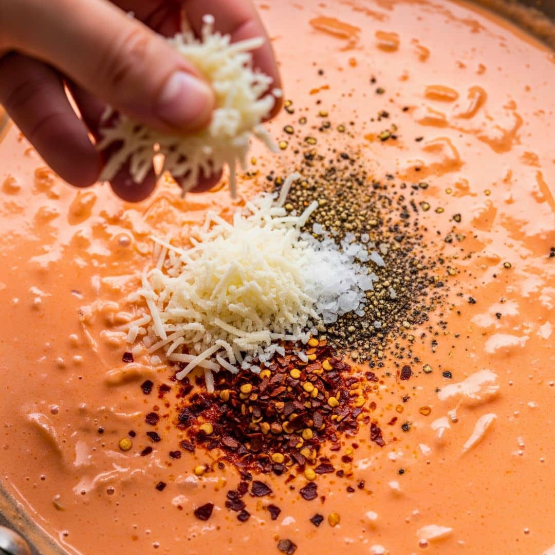 Step 5: Add Parmesan cheese and seasonings
