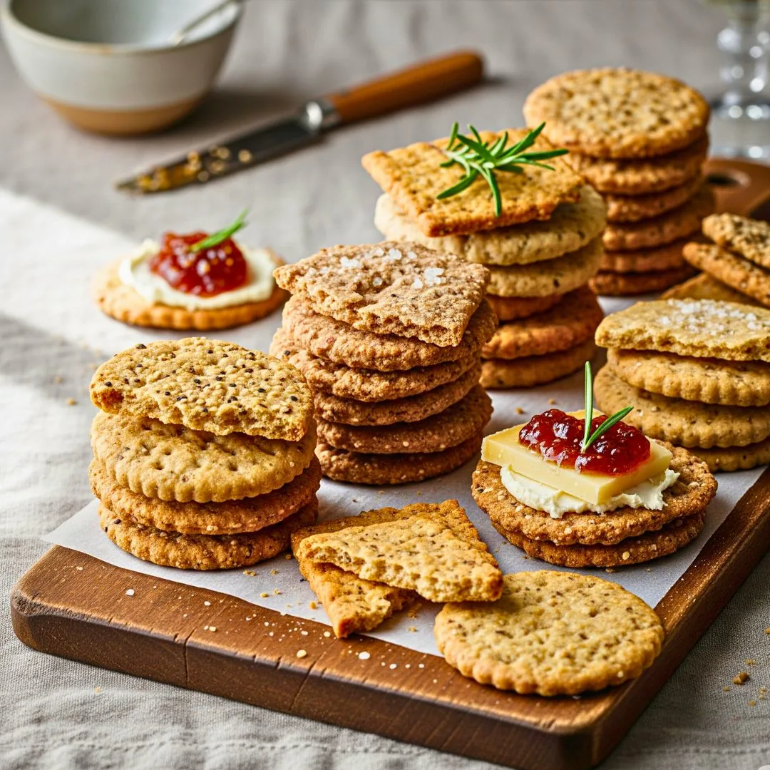 Crispy crackers with cheese dip - party appetizer ideas