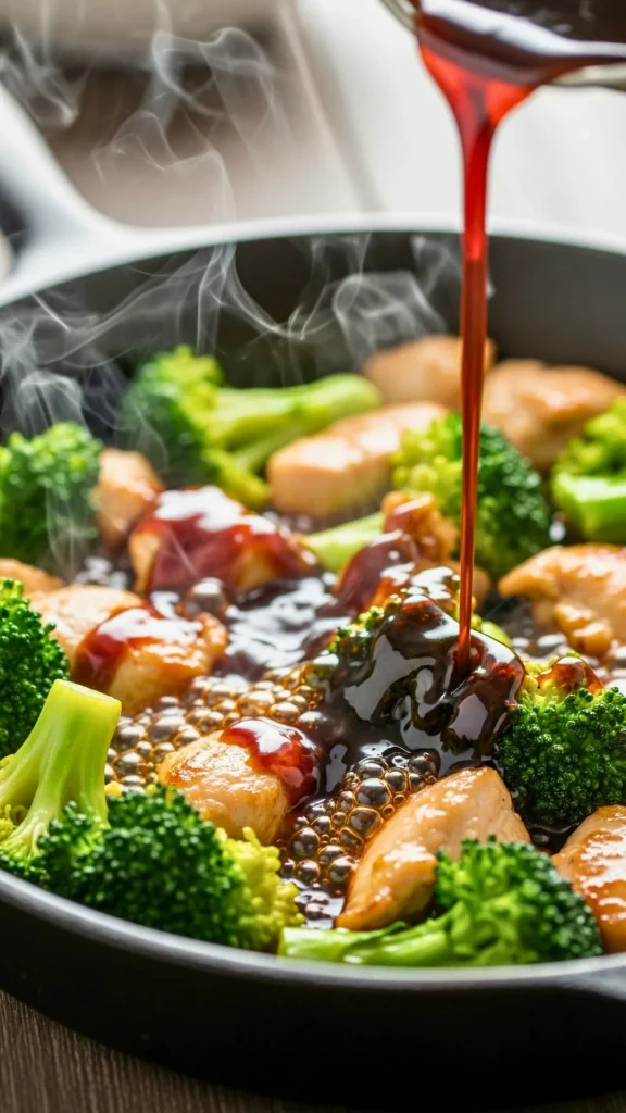WW Teriyaki Chicken and Broccoli Stir Fry (Low Point, High Protein Dinner) 19 Add chicken & add sauce