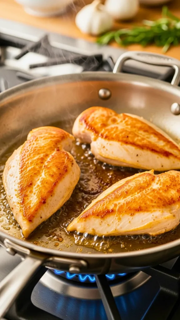Creamy Dreamy Chicken Florentine: An Easy Taste of Italy in Your Kitchen 13 Searing chicken for Chicken Florentine to create a golden crust