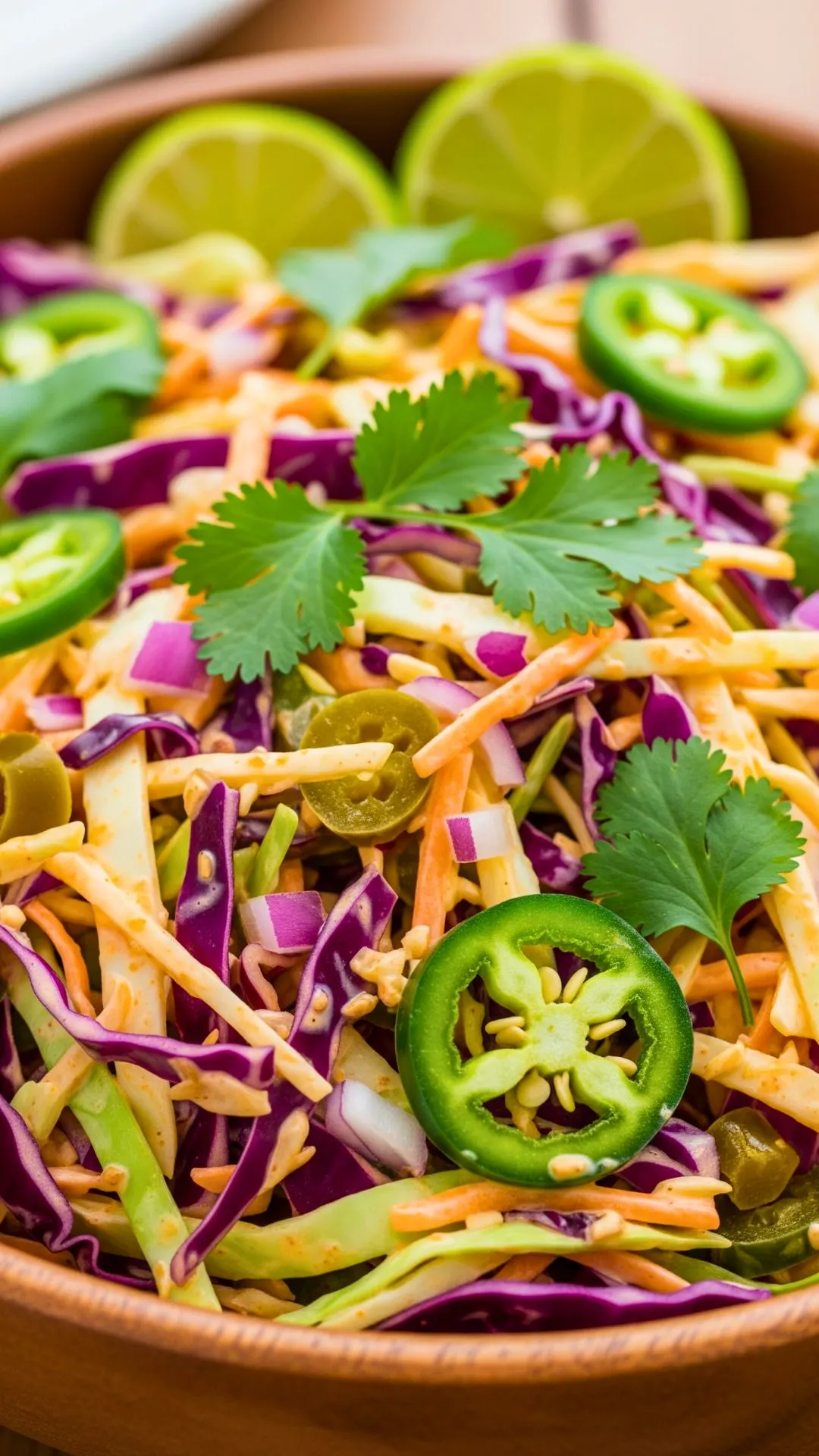 Spicy Jalapeño Coleslaw with cilantro and lime