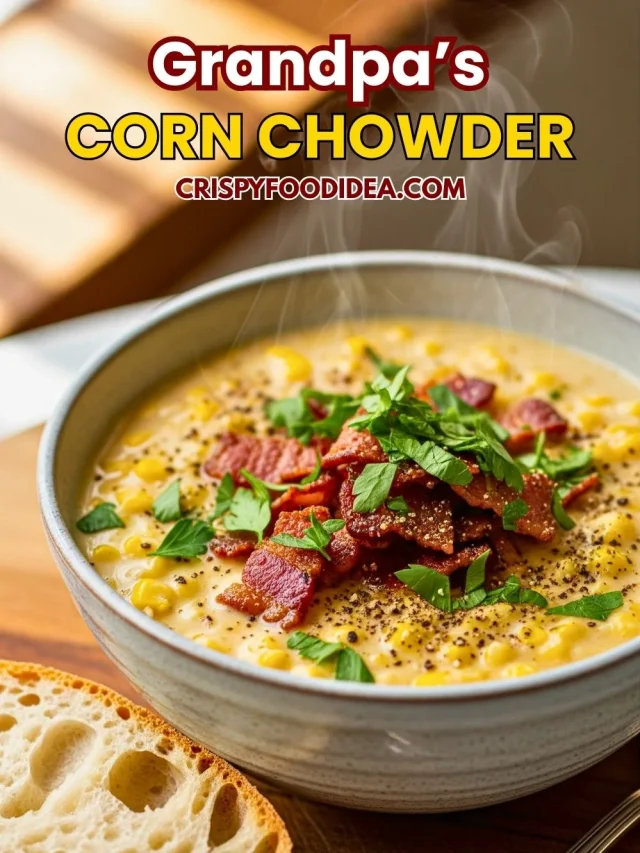 Creamy corn chowder in a pot with bacon and parsley