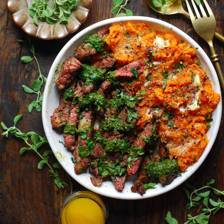 Image for Steak with Green Sauce and Sweet Potatoes