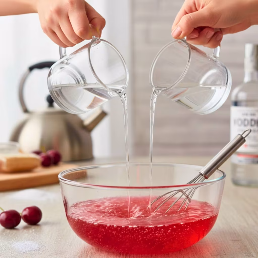 15 Halloween Jello Shot Recipes That’ll Spook Your Party (Fun, Easy & Boozy!) 40 Pouring vodka into gelatin mixture