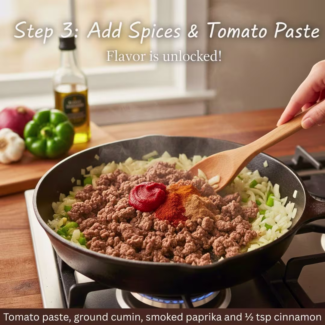 Classic Cuban Picadillo Recipe – Easy, Flavorful & Healthy 16 Adding tomato paste, cumin and smoked paprika to Picadillo