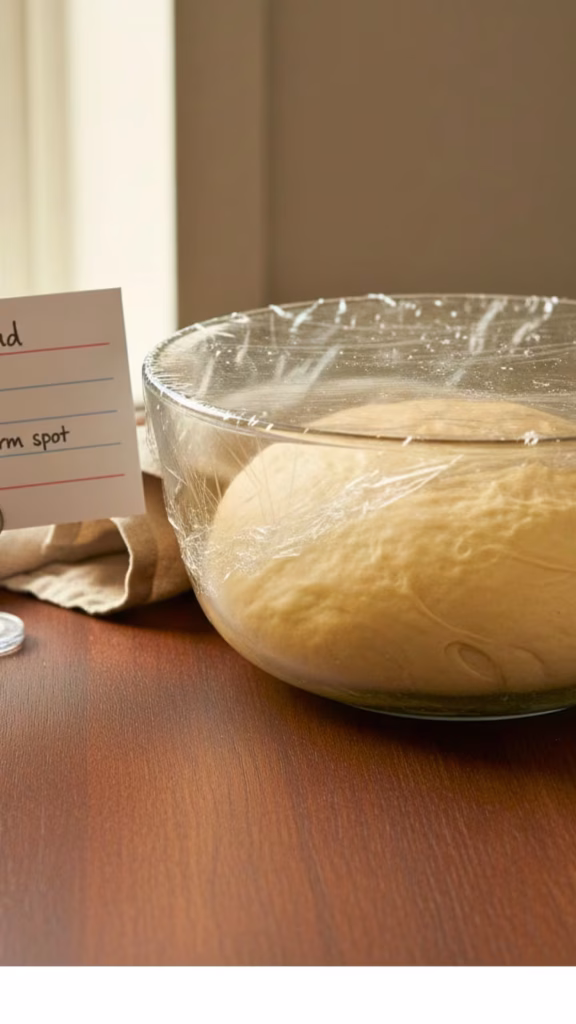 Challah dough rising in a greased bowl