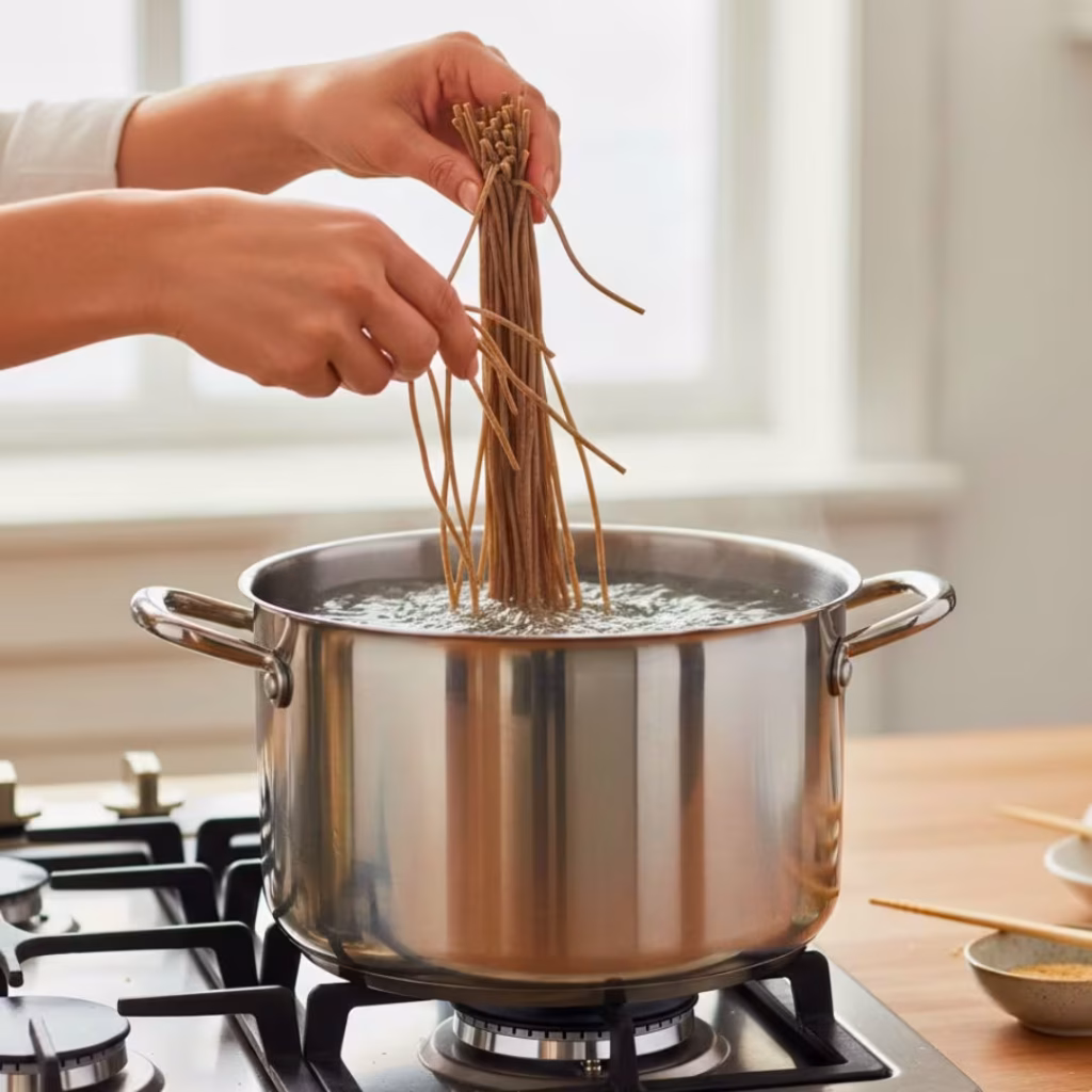 Sesame Salmon Noodle Bowls with Ponzu Sauce | Quick, Healthy & High-Protein Asian Dinner 22 Cook soba noodles in boiling water